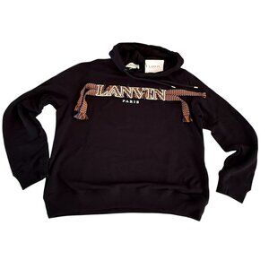 Lanvin Men's Black Curb Embroidered Hoodie M or XL
